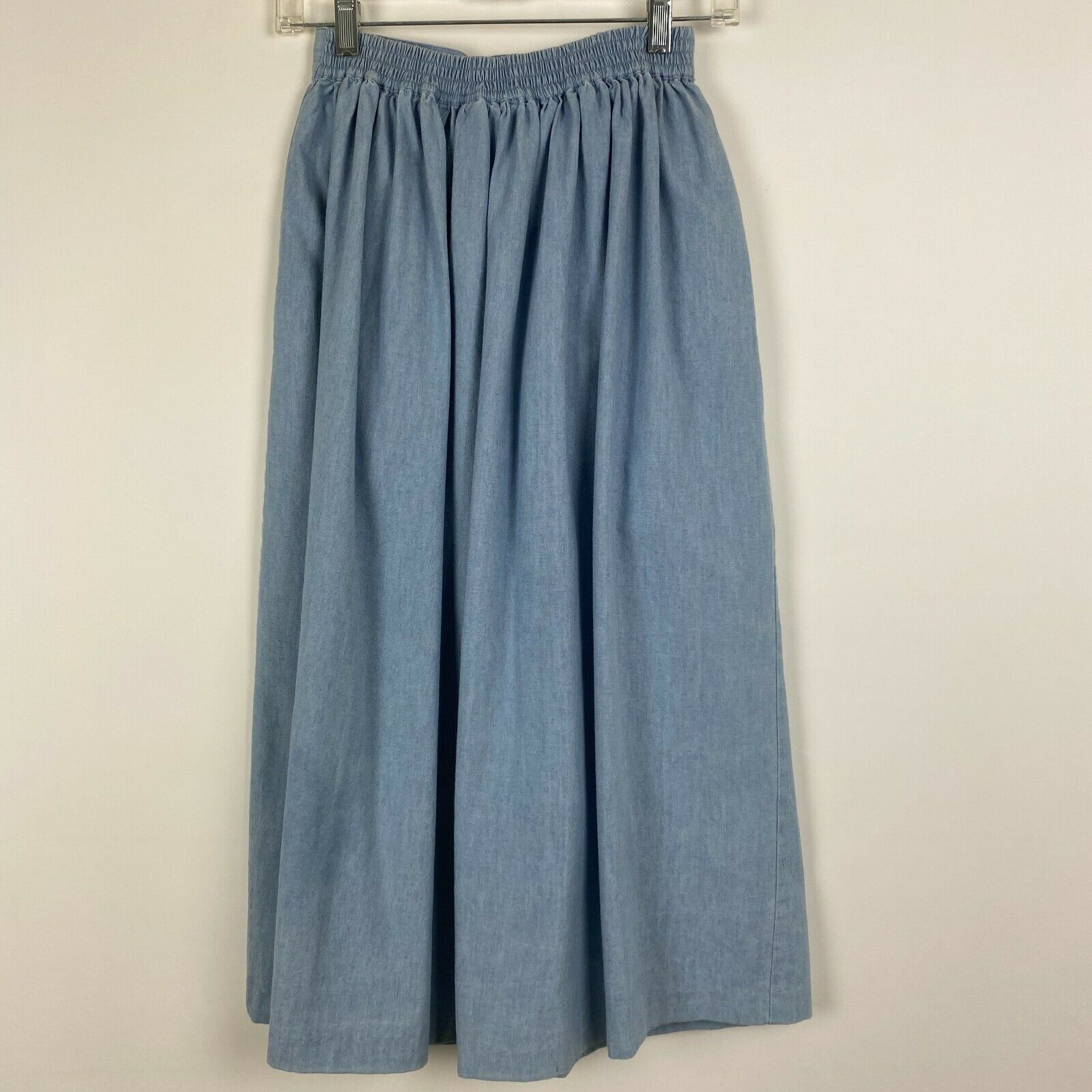 Vintage Karen Scott Petites Small Blue Chambray Denim Skirt Women Pockets Pleats - Fresh Stock Dated February 2026