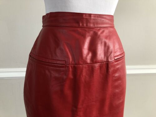 Vtg 70s/80s PIA RUCCI Red Leather Pencil Wiggle Skirt New Wave Punk High Waist - Fresh Stock Dated December 2025