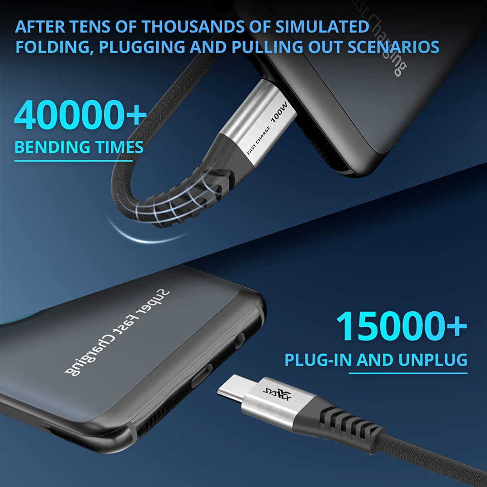 USB C to C Cable XYYZYZ [ 6.6 ft 2 Pack ] 100W 5A PD QC Type C Fast Black - Fresh Stock Dated February 2026