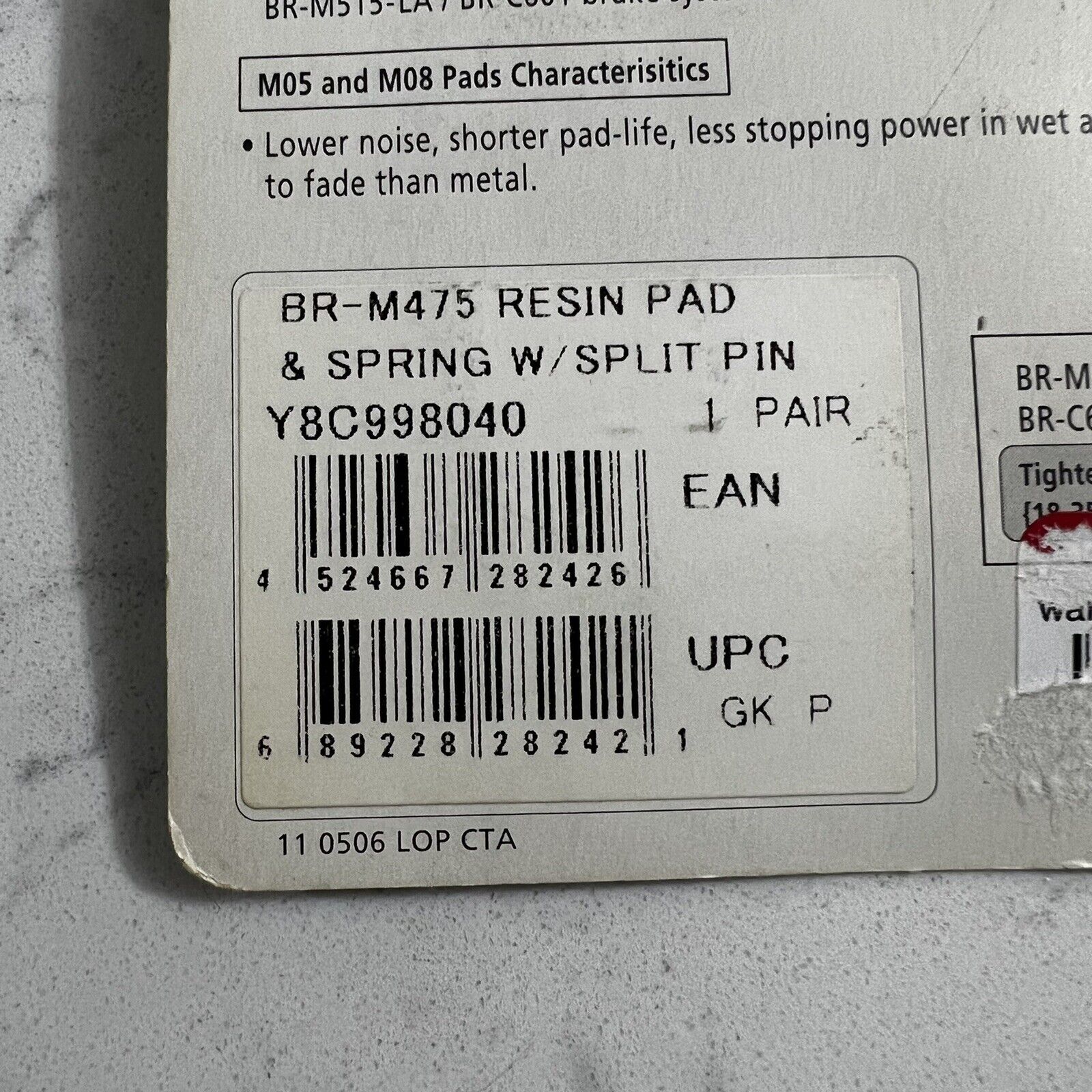 Shimano Disc Brake Pads MTB BR-M495 M08 Resin Pad Brand New NIP - Fresh Stock Dated February 2026