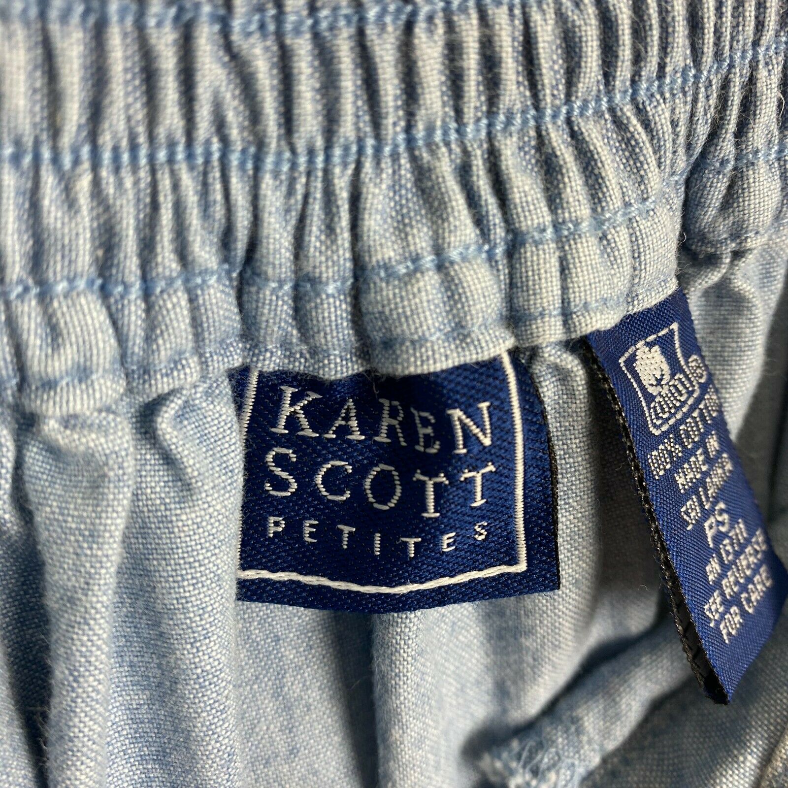 Vintage Karen Scott Petites Small Blue Chambray Denim Skirt Women Pockets Pleats - Fresh Stock Dated February 2026