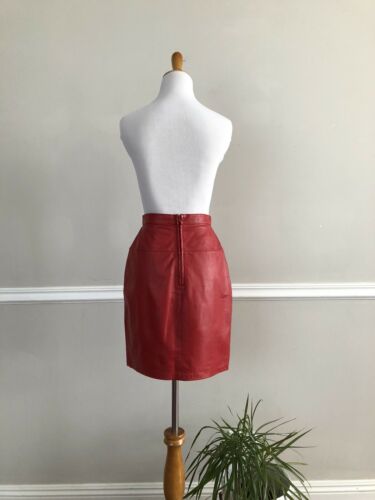 Vtg 70s/80s PIA RUCCI Red Leather Pencil Wiggle Skirt New Wave Punk High Waist - Fresh Stock Dated December 2025