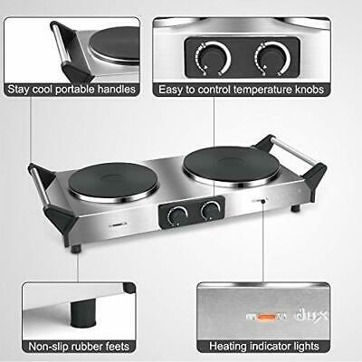 Hot Plate, Portable Electric Cooktop Cast Tron Stovetop, Stainless Steel - Fresh Stock Dated December 2025