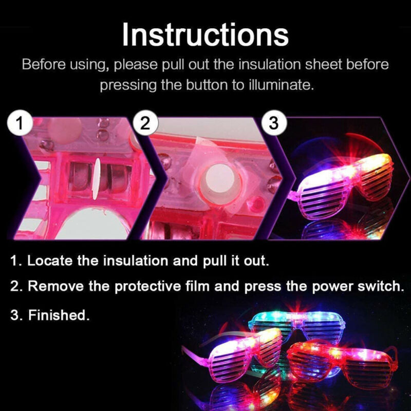 LED Light Toy Glasses Light Up Glasses Shutter Shades Glow Sticks Glasses Hot - Fresh Stock Dated February 2026