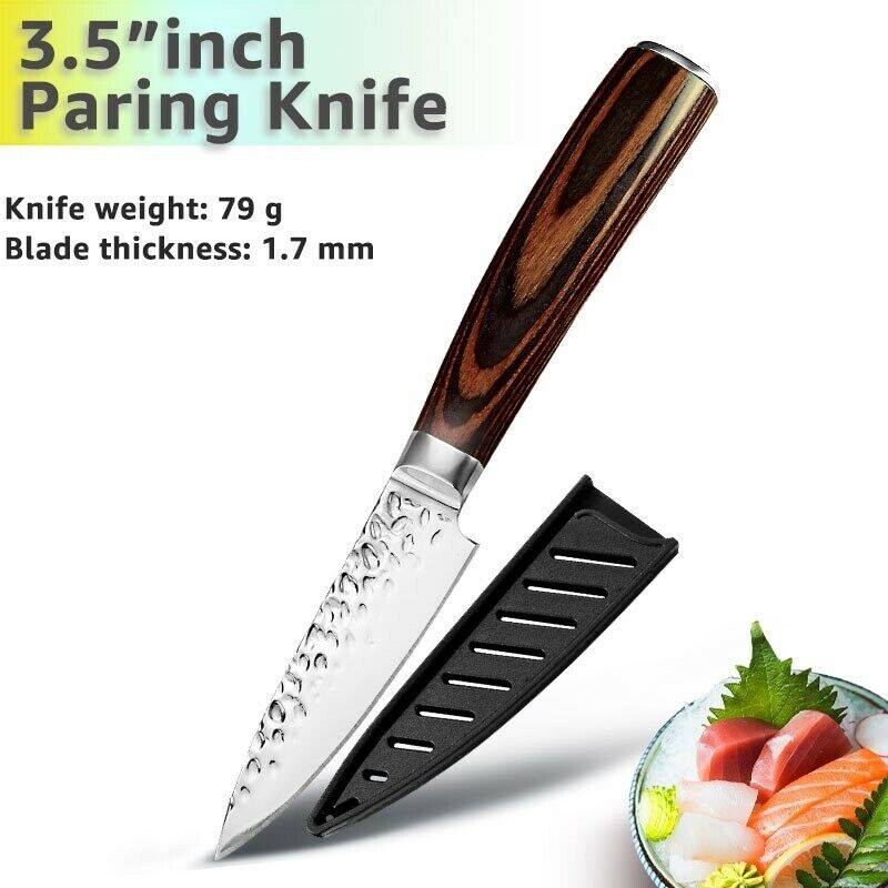 5PCS Kitchen Knife Set Japanese Chef Knives Carbon Stainless Steel Blade Vintage - Fresh Stock Dated December 2025
