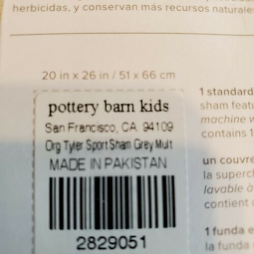 Pottery Barn 100% Organic Cotton. Set of 2,Tyler Sports Pillow Shams, Standard. - Fresh Stock Dated December 2025