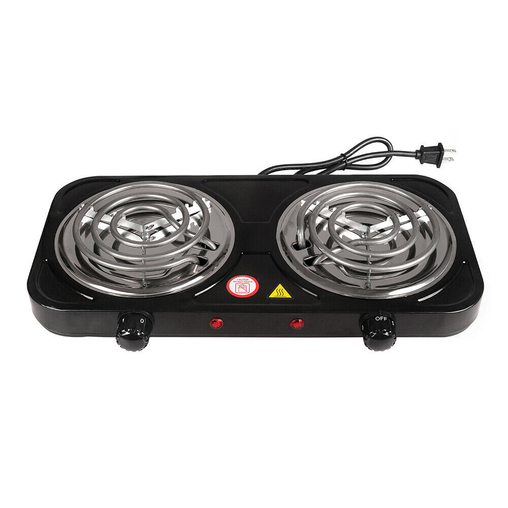 Portable Camping Cooking Stove Dorm Electric Double Burner Hot Plate Heating - Fresh Stock Dated February 2026