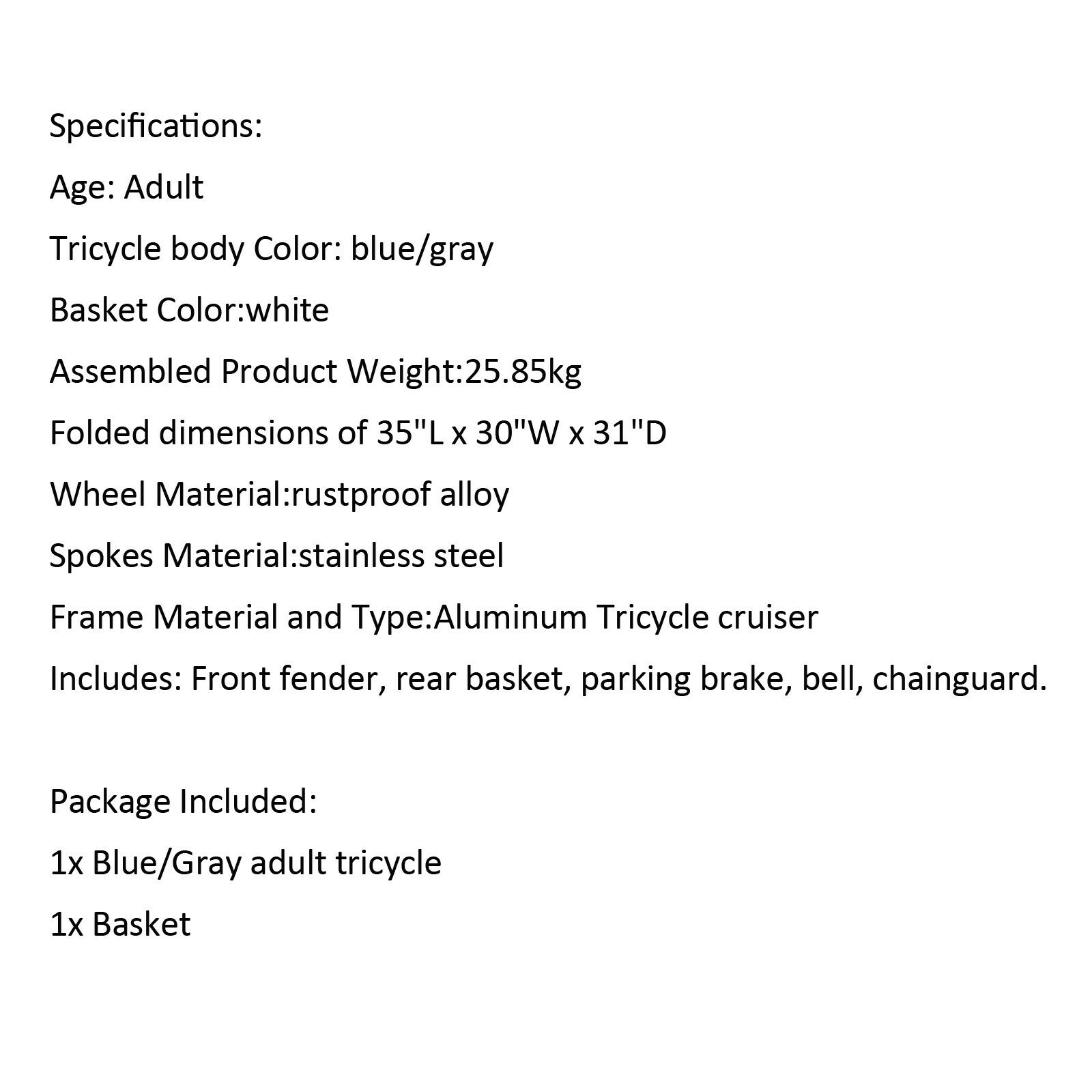 Adult Folding Tricycle Bike 3 Wheeler Bicycle Portable Tricycle 20