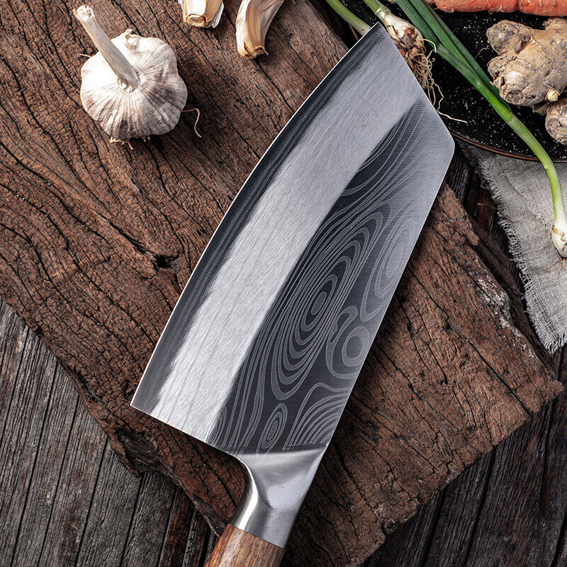 Kitchen Knife Stainless Steel Damascus Asian Chef Butcher Cleaver Chopping Meat - Fresh Stock Dated February 2026