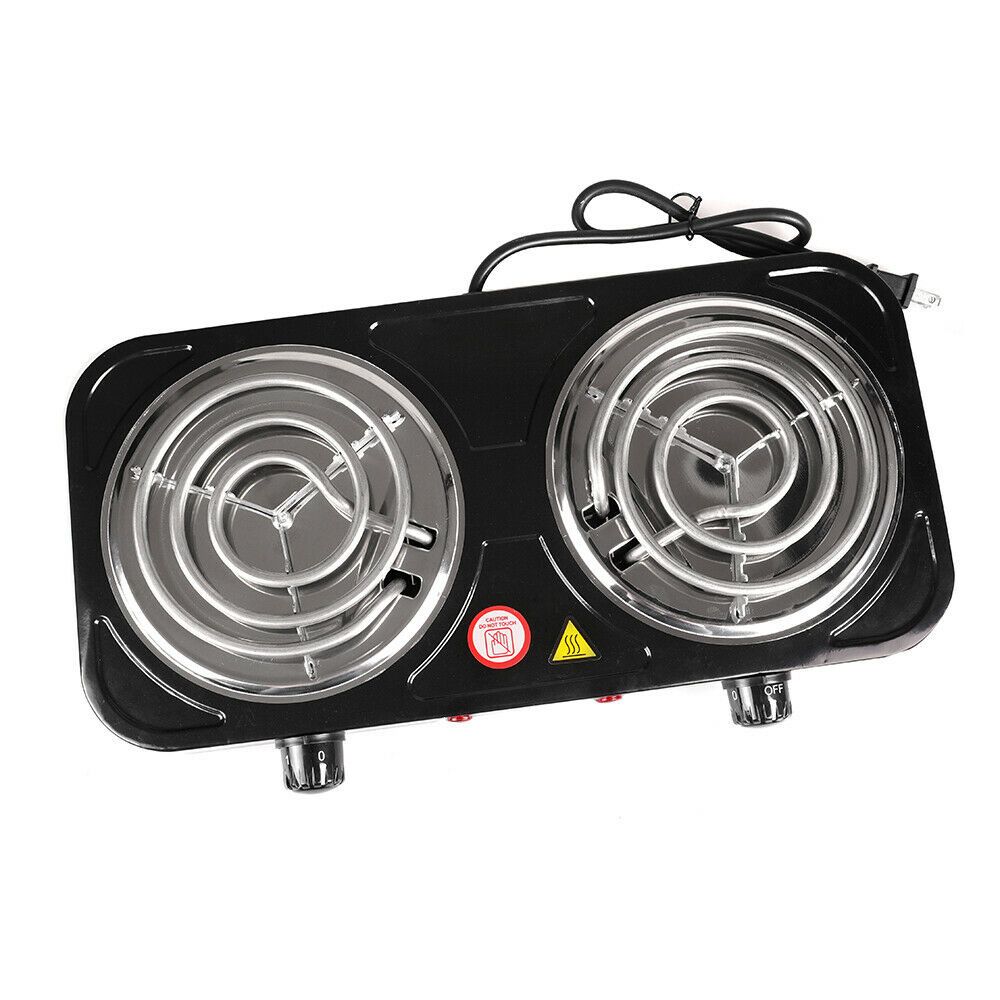Portable Camping Cooking Stove Dorm Electric Double Burner Hot Plate Heating - Fresh Stock Dated February 2026