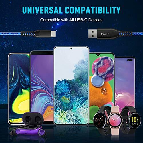 LED USB Type C Cable, FOXNOVO Visible Flowing Light USB C Cable 3A Blue Light - Fresh Stock Dated February 2026