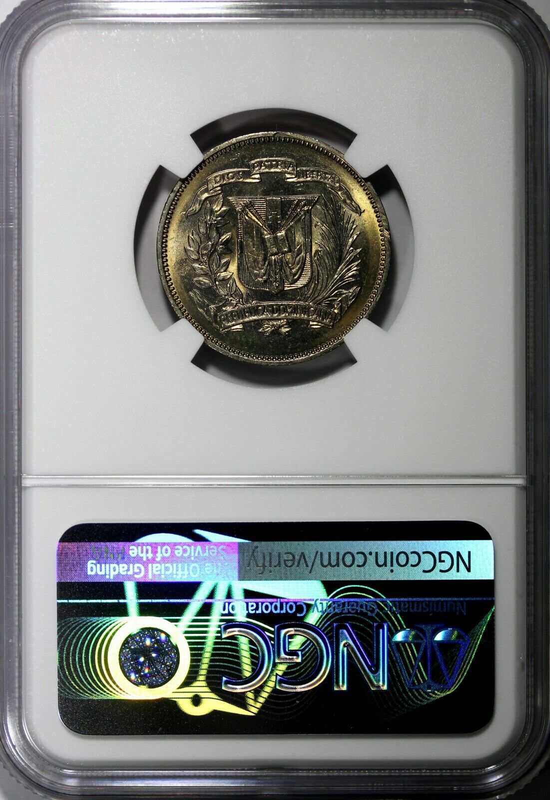DOMINICAN REPUBLIC 1972 25 Centavos NGC MS66 GEM Mintage-800,000 KM# 20a.1 (30) - Fresh Stock Dated February 2026