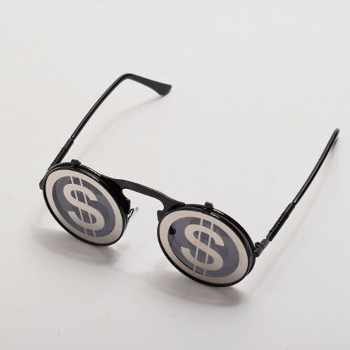 Vintage Steampunk Metal Flip-Up Round Sunglasses Halloween Cosplay Glasses Props - Fresh Stock Dated February 2026