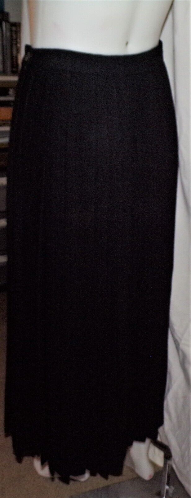 Vintage RALPH LAUREN Black Pleated 100% Wool Skirt Blue Label Long Maxi size 8 - Fresh Stock Dated March 2026