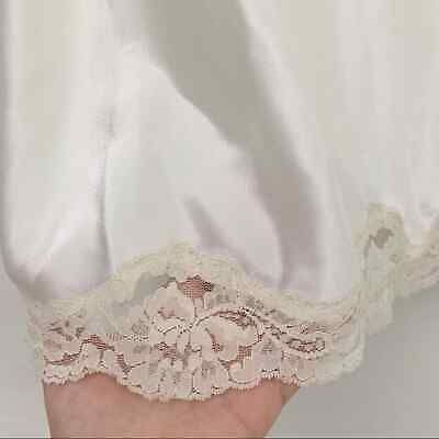 Vintage 80s Victoria’s Secret Ecru Satin Lace Trim Slip Midi Skirt Size M - Fresh Stock Dated February 2026