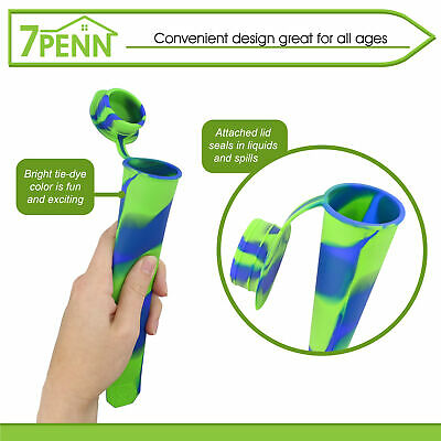 7Penn Ice Pop Molds Popsicle Molds - 6 Pc Silicone Frozen Yogurt Tubes with Lids - Fresh Stock Dated December 2025