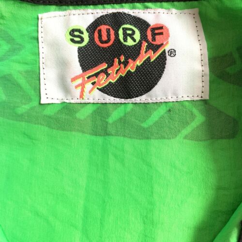 Vintage Surf Fetish Shirt Crop Top Button Front Neon Green Black Graphics - Fresh Stock Dated February 2026
