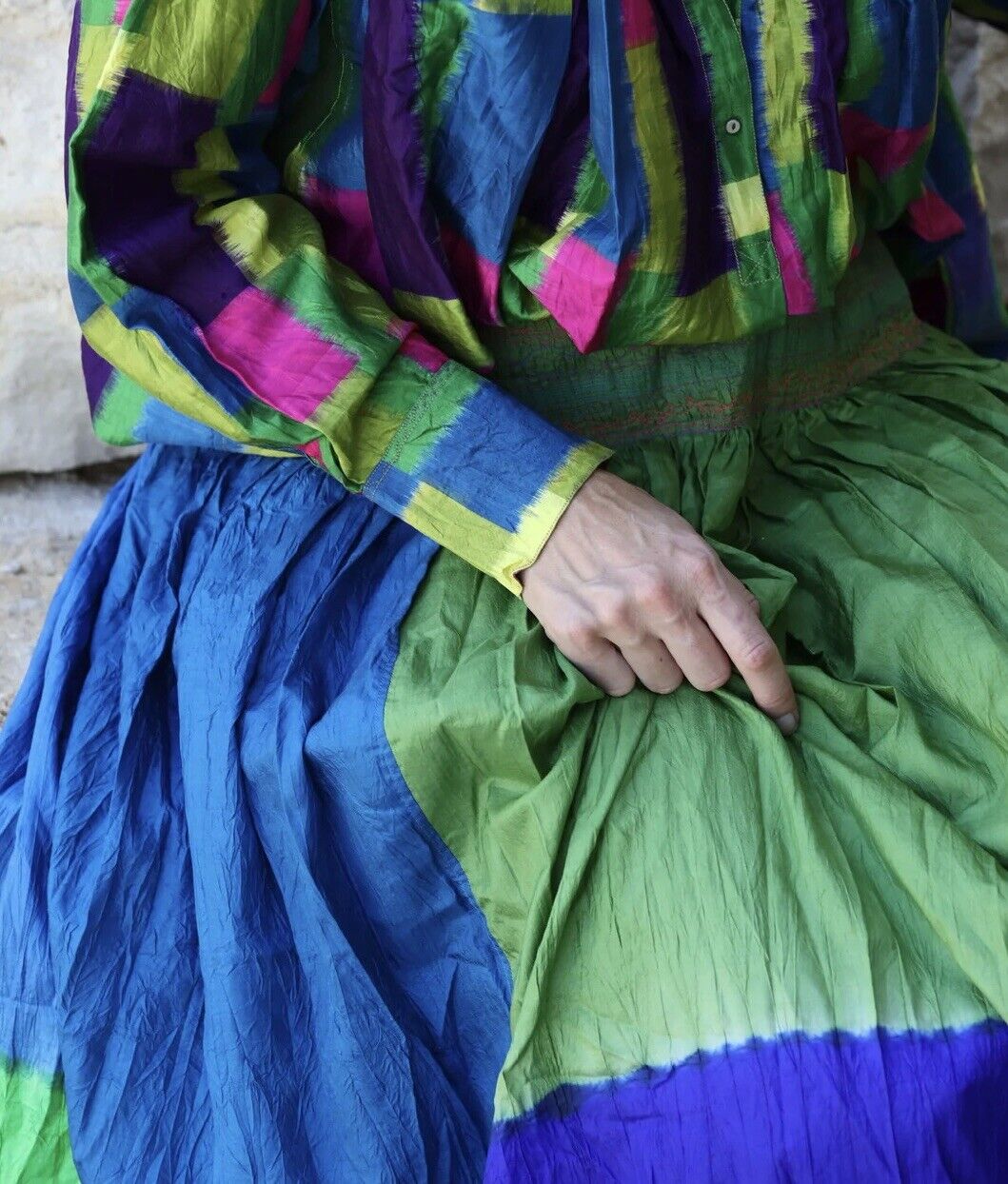 Injiri Taanbaan Windowpane Skirt  M Cotton NWT 0 Boho India Festival - Fresh Stock Dated March 2026