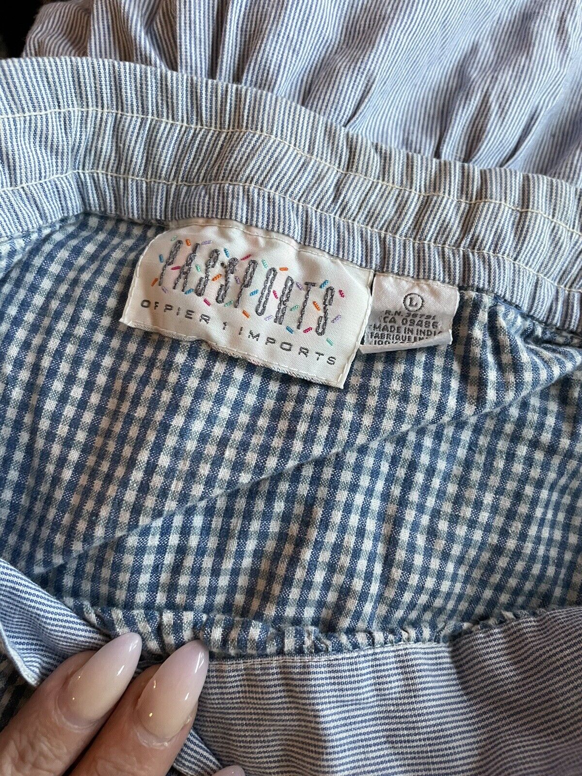 Vintage 90s Cottagecore blue floral patchwork tiered cotton maxi skirt Sz L XL - Fresh Stock Dated March 2026