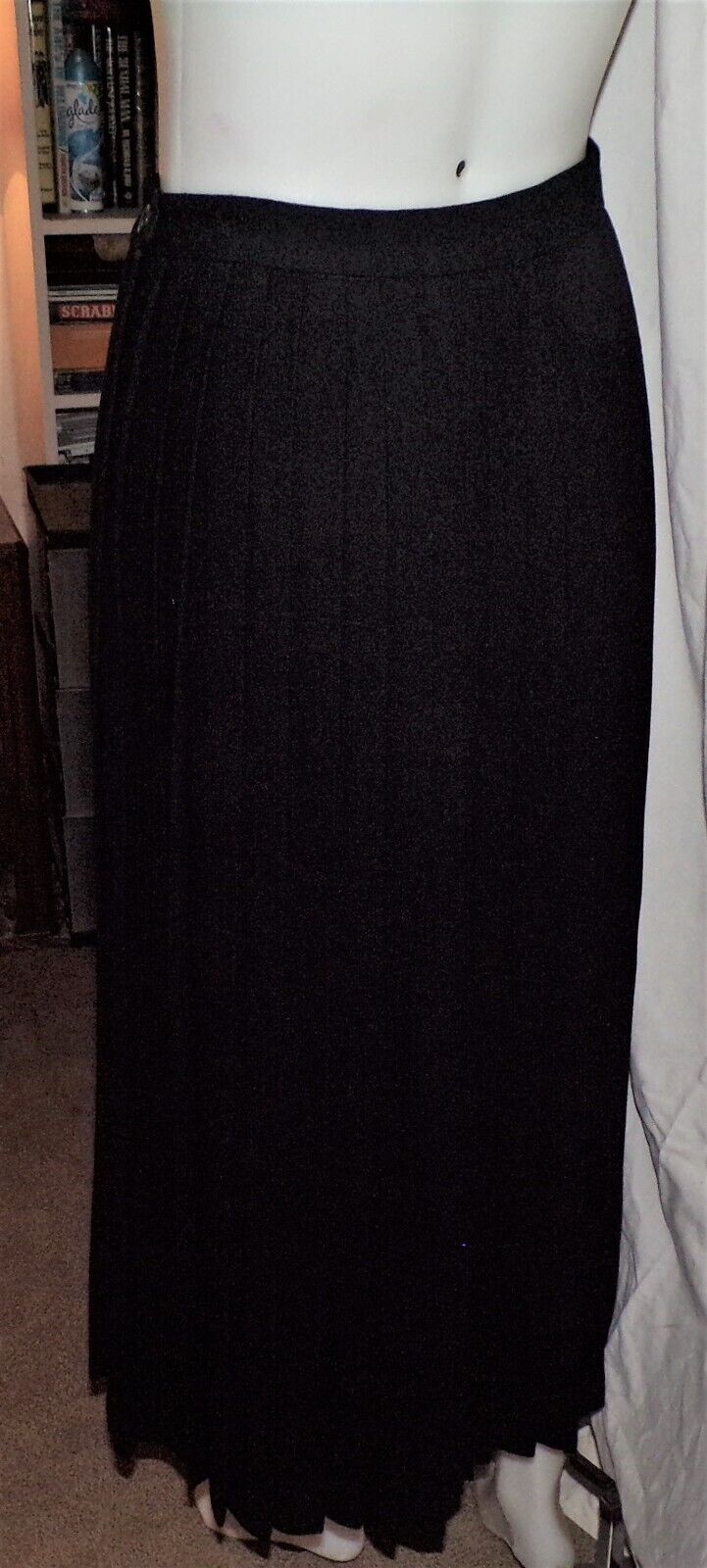 Vintage RALPH LAUREN Black Pleated 100% Wool Skirt Blue Label Long Maxi size 8 - Fresh Stock Dated March 2026