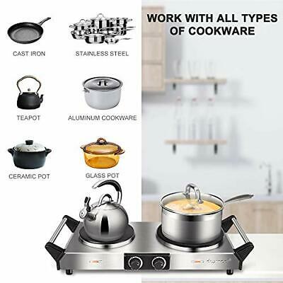 Hot Plate, Portable Electric Cooktop Cast Tron Stovetop, Stainless Steel - Fresh Stock Dated December 2025