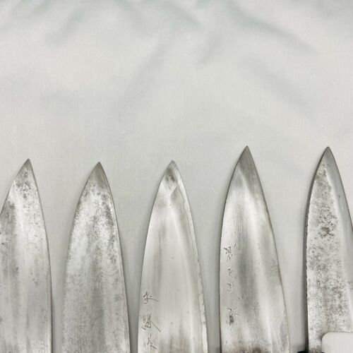 Damaged Lot of Five Japanese Chef's Kitchen Knives Deba From Japan SS747 - Fresh Stock Dated December 2025