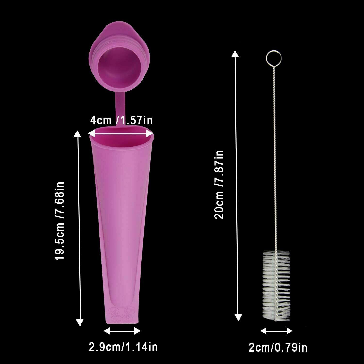 8 Pack Silicone Ice Pop Molds for Kids with Lids Food Grade Popsicle Mold +Brush - Fresh Stock Dated February 2026