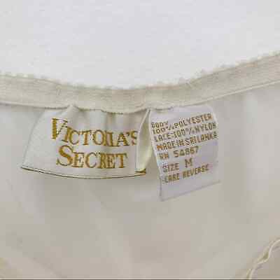 Vintage 80s Victoria’s Secret Ecru Satin Lace Trim Slip Midi Skirt Size M - Fresh Stock Dated February 2026