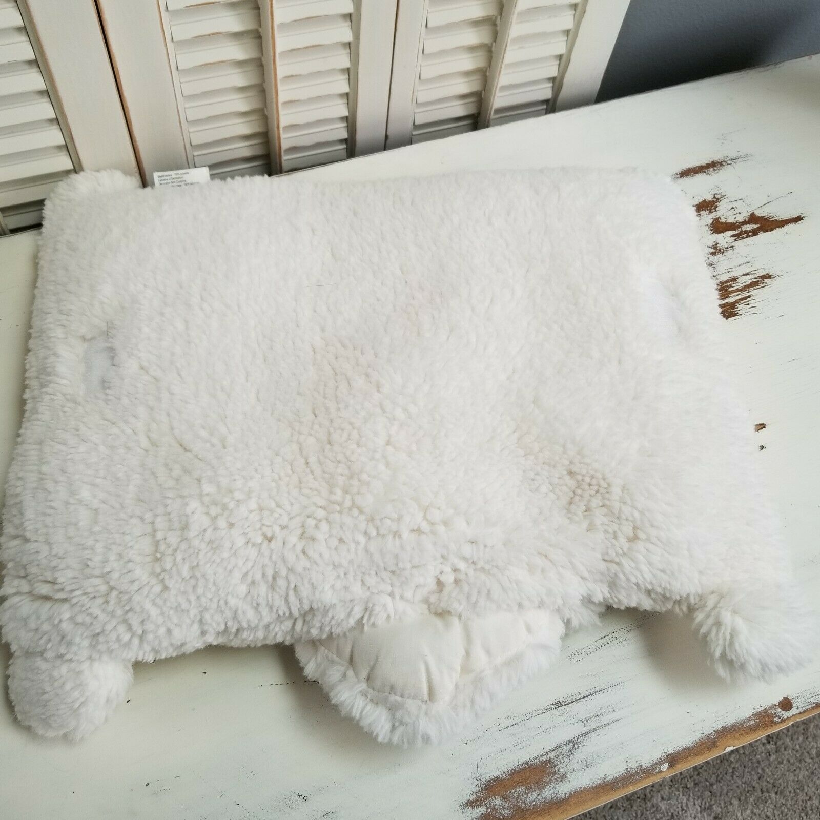 Pottery Barn Kids Sherpa Cream Bear Pillow Pet Plush Sleepover - Fresh Stock Dated December 2025