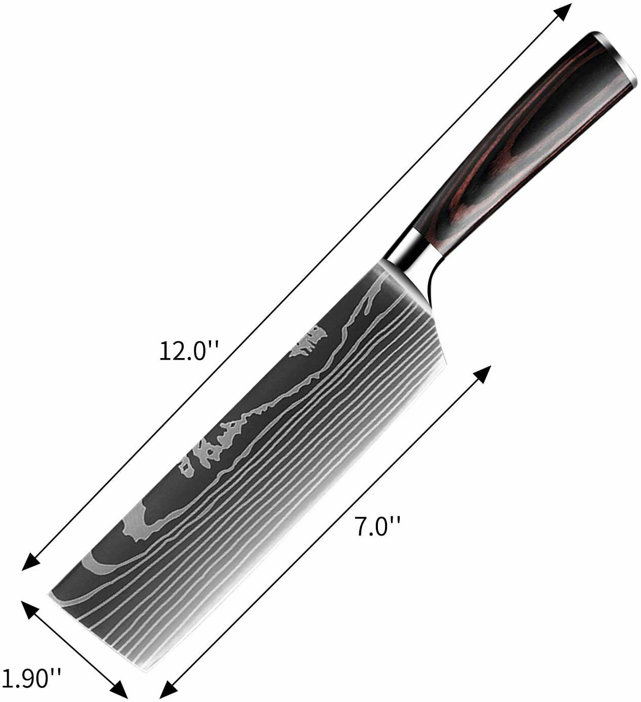 7'' Kitchen Cleaver Knife Stainless Steel Japanese Damascus Style Chef's Knife - Fresh Stock Dated December 2025