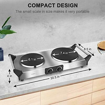 Hot Plate, Portable Electric Cooktop Cast Tron Stovetop, Stainless Steel - Fresh Stock Dated December 2025