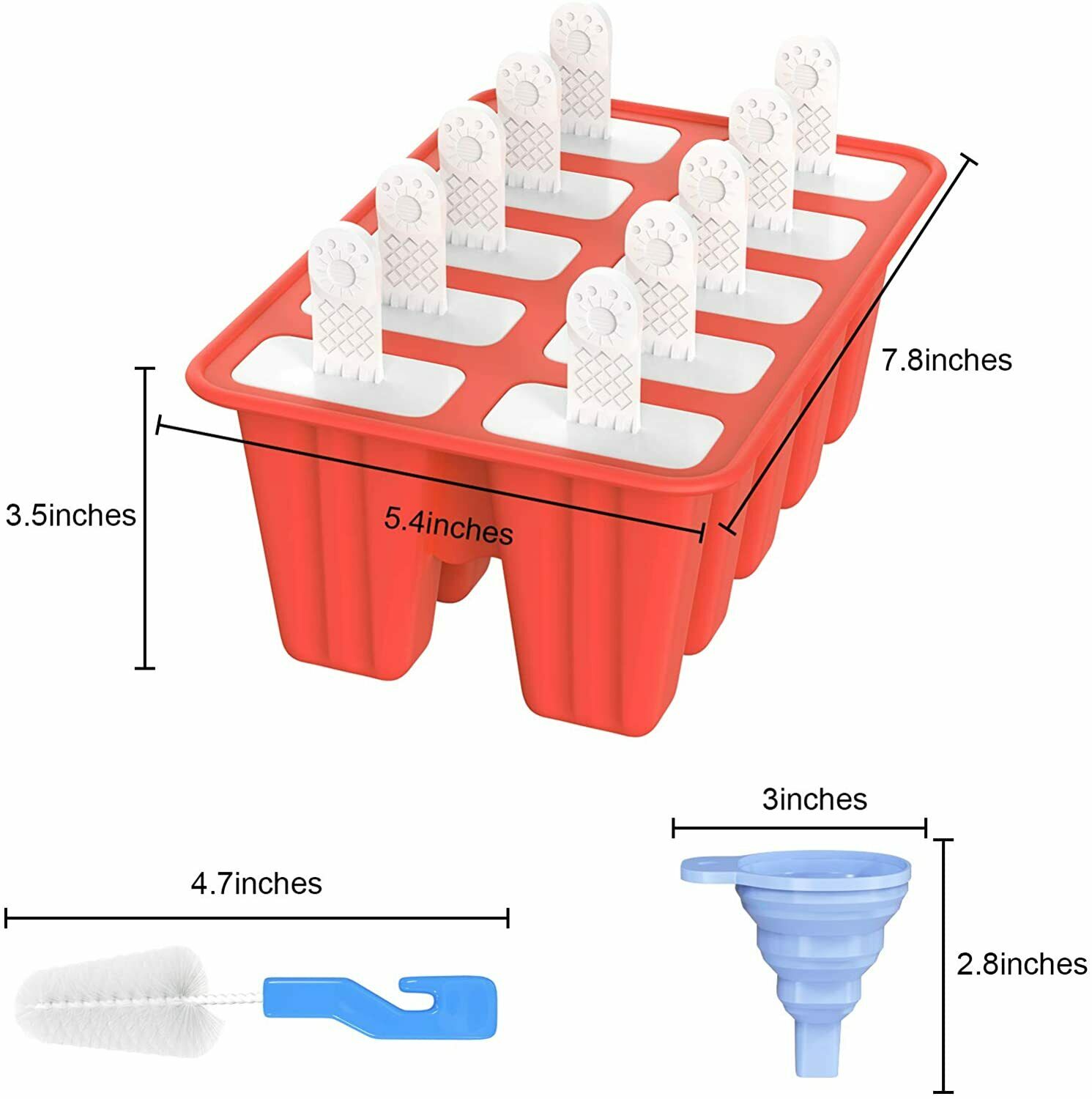 10 Cell Ice Cream Popsicle Frozen Mold Silicone Lolly Mould Ice Tray Cover Lid - Fresh Stock Dated February 2026