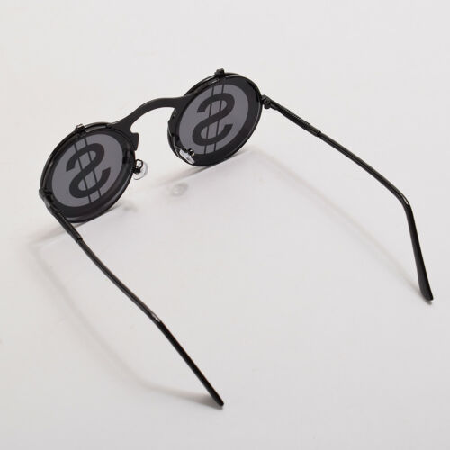 Vintage Steampunk Metal Flip-Up Round Sunglasses Halloween Cosplay Glasses Props - Fresh Stock Dated February 2026