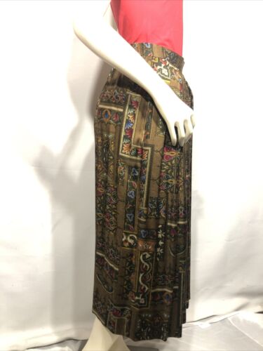 Nordstrom Point Of View Mustard Paisley Print Pleated Long Skirt Size 10 England - Fresh Stock Dated February 2026