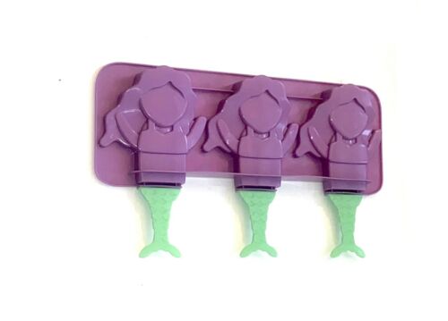 Cool Gear Purple Green Shaped Mermaid Fish Ice Pops Popsicle Mold 3 Pack Tray - Fresh Stock Dated February 2026