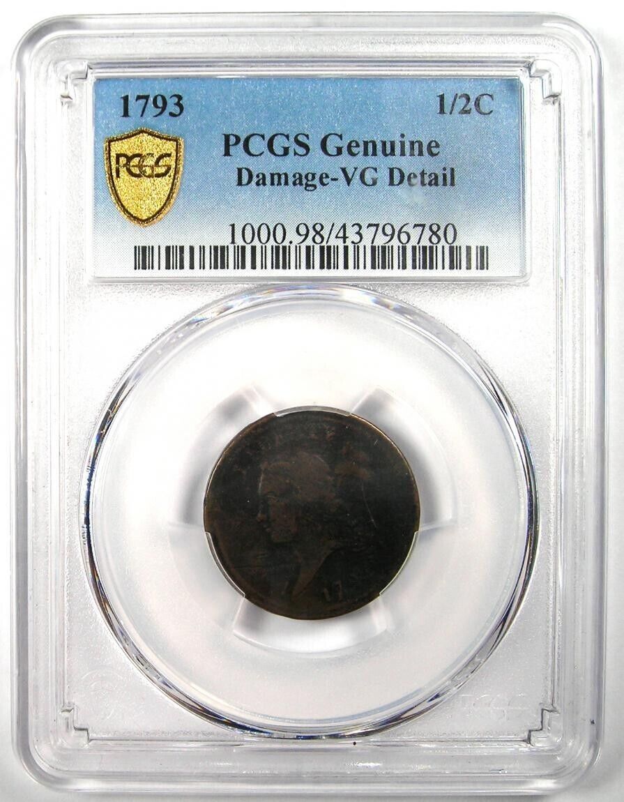 1793 Liberty Cap Flowing Hair Half Cent 1/2C - PCGS VG Detail - Rare Coin! - Fresh Stock Dated February 2026