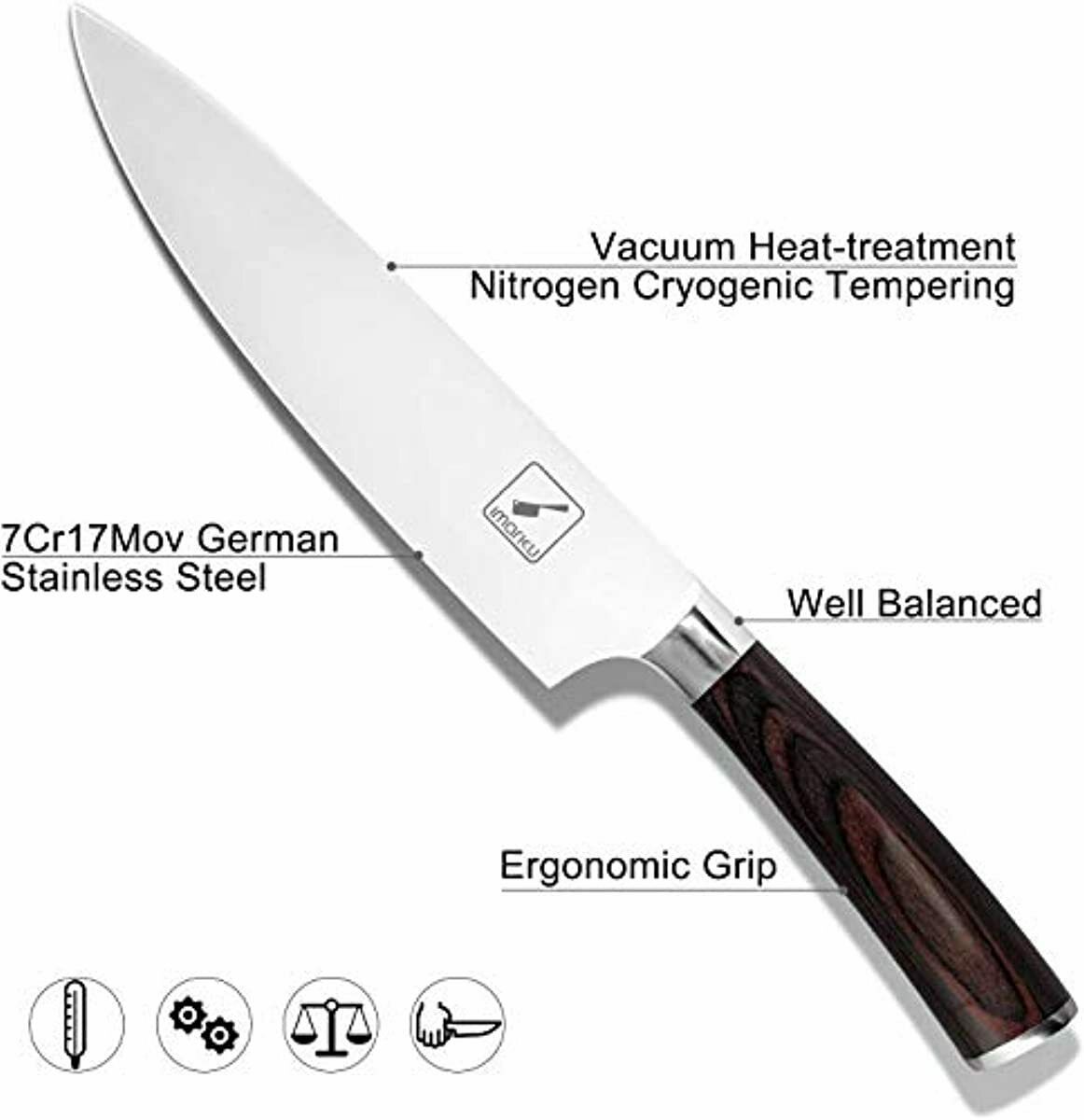 imarku Chef Knife - Pro Kitchen Knife 8 Inch Chef's Knives High Carbon German St - Fresh Stock Dated December 2025