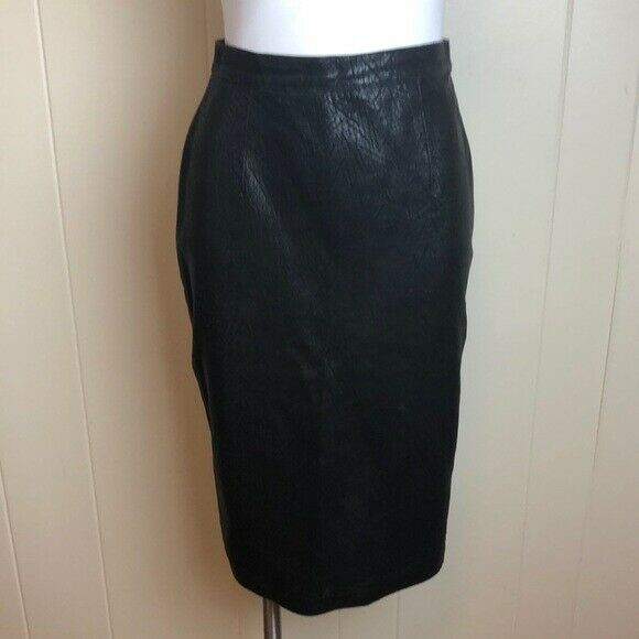 Vintage 80s 90s Tannery West Sexy Black Leather Skirt Sz S Small - Fresh Stock Dated February 2026