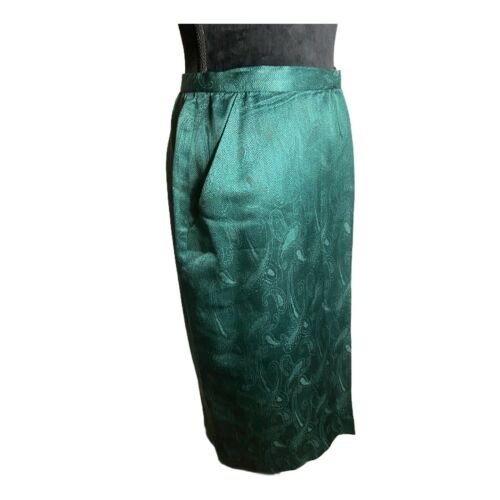 Vintage Norma Walters 100% Silk Wrap Pencil Skirt with Pockets size 6 Green - Fresh Stock Dated February 2026
