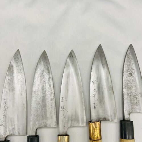 Damaged Lot of Five Japanese Chef's Kitchen Knives Deba From Japan SS747 - Fresh Stock Dated December 2025