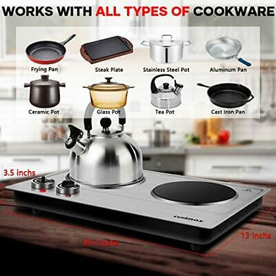 Hot Plate,  1800W Portable Electric Cooktop, Hot Plate Ceramic Double Burners - Fresh Stock Dated February 2026