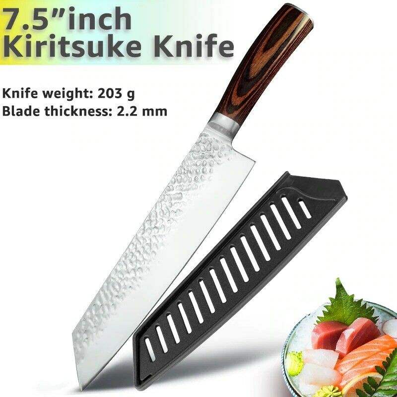 5PCS Kitchen Knife Set Japanese Chef Knives Carbon Stainless Steel Blade Vintage - Fresh Stock Dated December 2025