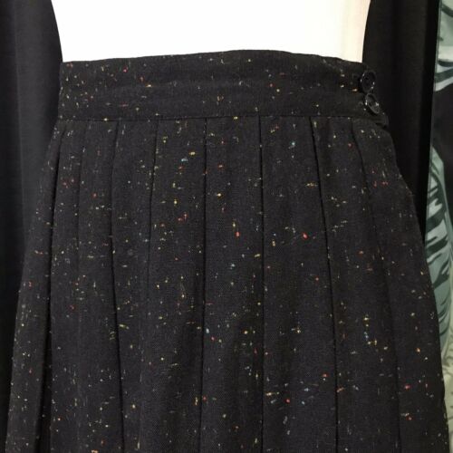 Vintage 50s Pleated Skirt Black Rainbow Tweed Rockabilly Women's S 1950s vtg - Fresh Stock Dated February 2026