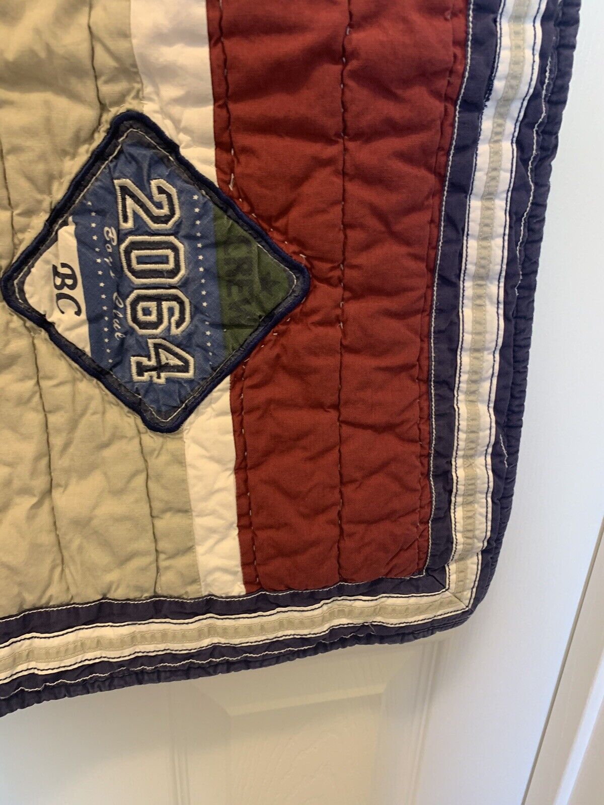Pottery Barn Kids Green White Kahki Blue Red Quilted Standard Sham 20x26 - Fresh Stock Dated February 2026