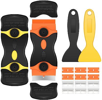 Razor Blade Scraper Set Mini Plastic Floor Scraper Caulk Removal Tools 2 in1 - Fresh Stock Dated February 2026