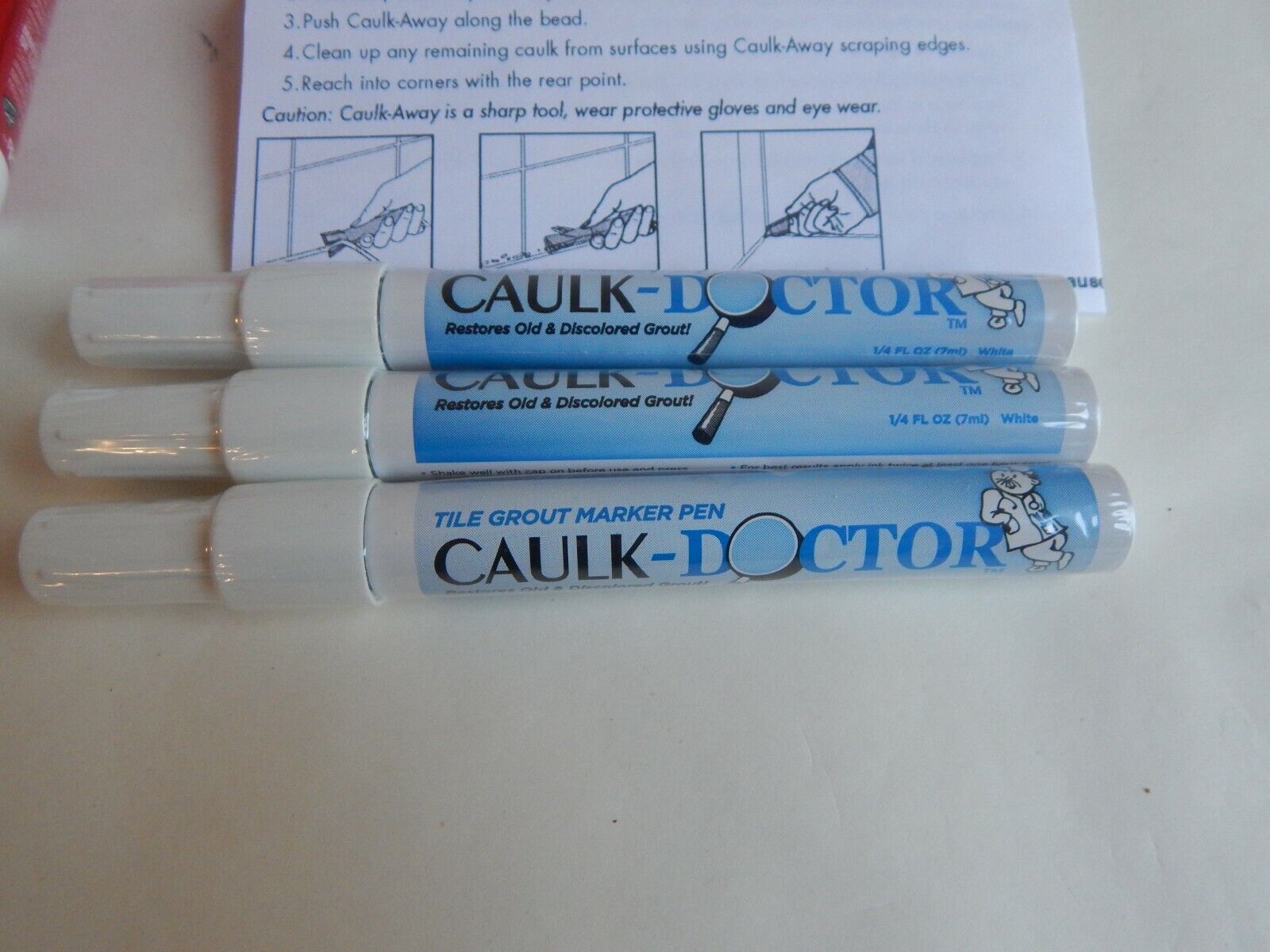 Caulk-Doctor Kitchen & Bath Caulking Kit With Grout Restore Pens White - Fresh Stock Dated February 2026