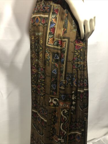 Nordstrom Point Of View Mustard Paisley Print Pleated Long Skirt Size 10 England - Fresh Stock Dated February 2026