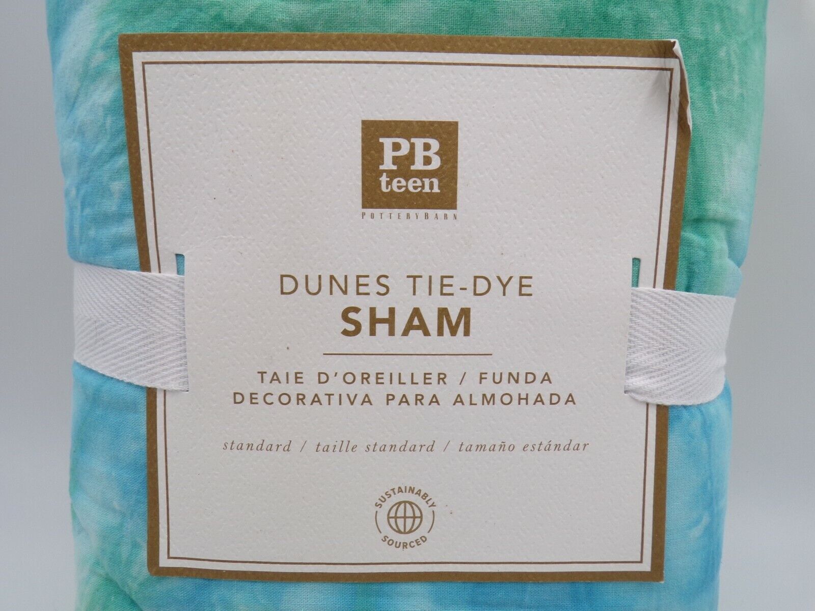 Pottery Barn Teen Dunes Tie Dye Quilted Sham Standard Cool Blue Green #C189 - Fresh Stock Dated February 2026