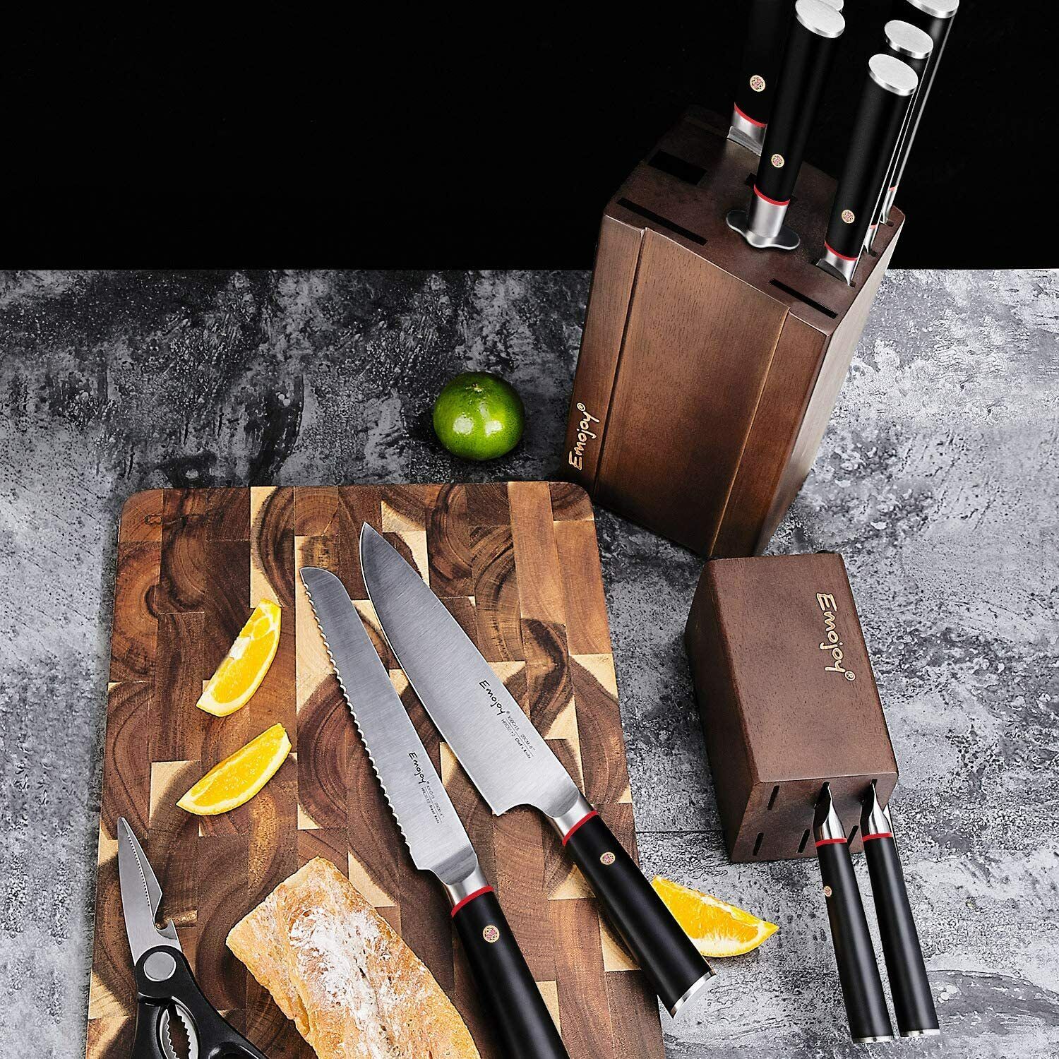 Knife Set, 16-Piece Kitchen Knife Set with Block Wooden German Stainless Steel - Fresh Stock Dated February 2026