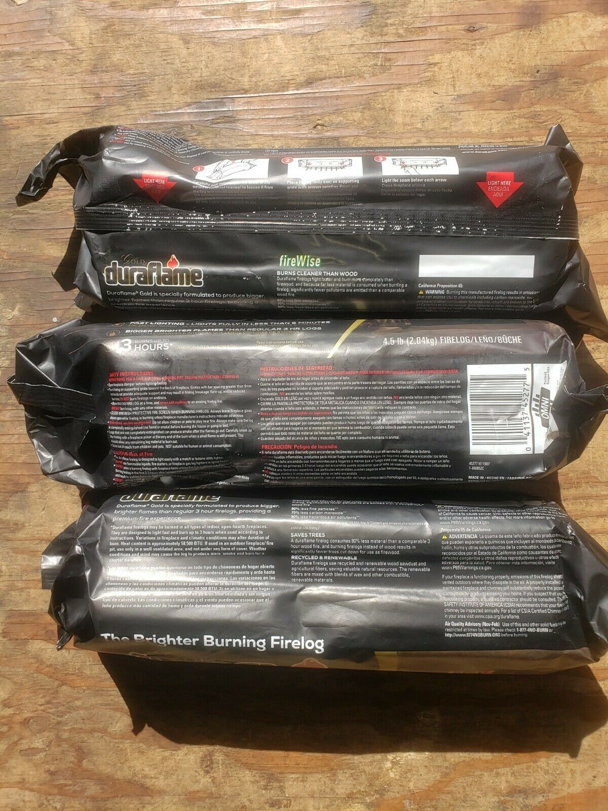 3 Duraflame Gold Brighter Burning Firelogs - Fresh Stock Dated December 2025